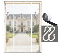 Moustiquaire porte fenetre aimantée magnetique équipé de crochets 2 faces, rideau de porte, auto-scellage rapide, empêche les insectes d'entrer tout-White||170x230cm(67x91in)