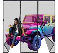 Moustiquaire Porte Fenêtre Épaisse 240x210cm Maille Très Fine Dense, Moustiquaire Porte Fermeture Aimantée Magnétique Automatique, Rideaux Anti Mouches et Insect, Bande Adhésive Sans Perçage Noir