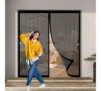 Moustiquaire Porte Fenetre Magnétique 100 x 163 cm Joint Magnétique de Haut en Bas Moustiquaire Aimantée Installation Facile avec Bande Magique pour Cuisine Salon Chambre, Noir