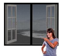 Moustiquaire Porte Fenetre Magnétique 120 x 113 cm Rideau Moustiquaire Fenetre Aimantée Fermeture Automatique Sans Perçage pour Fenêtres et Portes, Noir