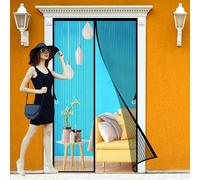 Moustiquaire Porte Fenetre Magnétique 122 x 202 cm Rideaux Anti Mouches pour Porte Rideau de Anti Moustique pour Fenêtre Balcon, Noir