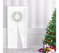 Moustiquaire Porte Fenetre Magnetique 133 x 85 cm Puissants Aimants, Fermeture Automatique DIY Moustiquaire Magnétique Réglable pour Entree Balcon, Porte Fenetre, Blanc