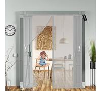 Moustiquaire Porte Fenetre Magnetique 140 x 225 cm Moustiquaire Rideau Anti Mouche Fermeture Automatique sans Percer pour Cuisine/Salon/Chambre Facile à Installer - Gris
