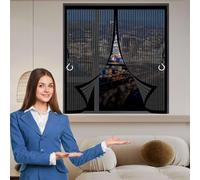 Moustiquaire Porte Fenetre Magnetique 145 x 185 cm Puissants Aimants, Anti Insecte Rideau Anti Mouche Sans Perçage, avec Bande Magique pour Chambre Salon Cuisine, Noir