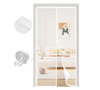 Moustiquaire Porte Fenetre Magnétique 145x185cm, Magnétique moustiquaire porte, Maille Ultra Fine Rideau de Porte Antimoustique, Rideaux Aimantée Sans Perçage, Fermeture Automatique, Blanc
