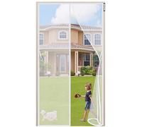 Moustiquaire Porte Fenetre Magnetique,160 x 210 cm,dessus renforcé anti-déchirure,boucle de crochet pleine cadre,mains libres,pour double français,entrée coulissante avant - Blanc