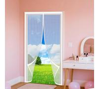 Moustiquaire Porte Fenetre Magnétique 170 x 190 cm Aucun Perçage N'Est Nécessaire Rideau Magnétique pour Porte D Entrée Intérieur Patio Coulissante, Blanc