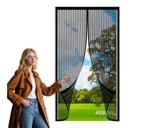 Moustiquaire Porte Fenetre Magnétique 170 x 190 cm Maille Très Dense Aimantée Moustiquaire Baie Vitree Coulissante pour Couloirs Portes Patio, Noir