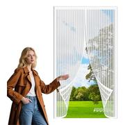 Moustiquaire Porte Fenetre Magnétique 170 x 190 cm Maille Très Dense Aimantée Moustiquaire Baie Vitree Coulissante pour Couloirs Portes Patio, Blanc