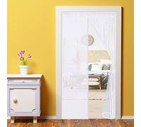 Moustiquaire Porte Fenetre Magnetique 180 x 210 cm Auto-AdhéSif en Maille Chiffrement Moustiquaire, Anti Moustique Rideau Aimantée Fermeture Automatique, sans Perçage, Pour Portes Fenêtres - Blanc