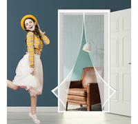 Moustiquaire Porte Fenêtre Magnétique 184 x 214 cm Rideau de Porte Anti Mouche Installation Facile Sans Perçage pour Exterieure, Blanc