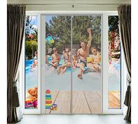 Moustiquaire Porte Fenetre Magnétique 205 x 225 cm Fermeture Automatique Rideaux Insect Ecran Sans Perçage Pour Couloirs Portes Patio, Gris