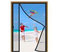 Moustiquaire Porte Fenetre Magnétique 245x220cm Noir Moustiquaire Baie Vitree Coulissante avec Bande Adhésive Fermeture Automatique pour Couloirs Portes Patio