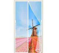 Moustiquaire Porte Fenetre Magnétique, 75x215cm Toile Fin Impénétrable, Totalement Magnétique, Fermeture Automatique avec Aimant et Bande, Blanc (663 Tailles)