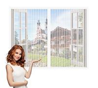 Moustiquaire Porte Fenetre Magnetique 79 x 107 cm Moustiquaire Enroulable Installation Facile pour Fenetre Coulissante, Blanc