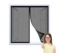 Moustiquaire Porte Fenetre Magnetique 85 x 90 cm avec Aimants et Bande Adhesive Rideau de Fenêtre pour Prévenir pour Balcon Porte, Noir