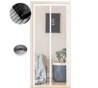 Moustiquaire Porte Fenetre Magnétique 85x160 cm, Différentes Tailles, Puissants Aimants, Fermeture Automatique, de Porte Rideau Couloirs Patio Sans Perçage, Rayures Blanches