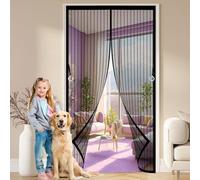 Moustiquaire Porte Fenetre Magnétique 90 x 120 cm Joint Magnétique de Haut en Bas Moustiquaire Aimantée Sans Perçage, avec Bande Magique pour Cuisine Salon Chambre, Noir