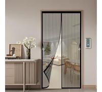 Moustiquaire Porte Fenetre Magnétique 90 x 120 cm Joint Magnétique de Haut en Bas Rideau de Porte Sans Perçage, avec Bande Magique pour Couloirs, Portes, Patio, Noir