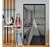 Moustiquaire Porte Fenetre Magnétique 90 x 120 cm Joint Magnétique de Haut en Bas Rideaux Toile Insect Ecran Sans Perçage, avec Bande Magique pour Cuisine Salon Chambre, Noir