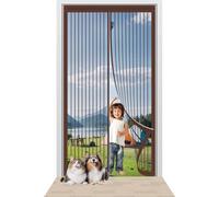 Moustiquaire Porte Fenetre Magnetique 90 x 217 cm Maille Ultra Fine Moustiquaire Magnétique pour Porte Kit D'Installation Complet pour La Plupart Les Types de Fenêtres Ou Porte, Marron