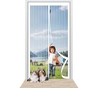 Moustiquaire Porte Fenetre Magnetique 98 x 227 cm Maille Ultra Fine Moustiquaire Magnétique pour Porte Kit D'Installation Complet pour La Plupart Les Types de Fenêtres Ou Porte, Blanc