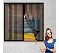 Moustiquaire Porte Fenetre Rideau 115 x 142 cm Moustiquaire avec Protection Sans Outil Installation Facile Porte Anti Insecte pour Les Types de Fenêtres, Noir