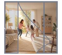 Moustiquaire Porte Fenetre Salon Magnétique Gris 310x270cm Aimants forts du haut vers le bas pour une fermeture parfaite et instantanée Pour porte extérieure, balcon et terrasse