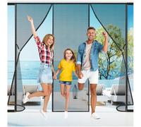 Moustiquaire Porte Fenêtre sur Mesure 140x180cm(55x71in) - Rideau à Aimants Ouverture Latérale - Auto-Agriffant pour Balcon, Patio, Jardin d'Hiver Noir