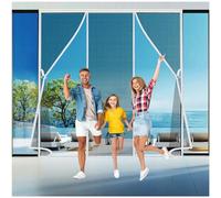 Moustiquaire Porte Fenêtre sur Mesure 210x205cm(83x81in) Cadre blanc avec gaze noire - Aimants Haute Densité pour Porte d'Entrée,Cuisine,Jardin