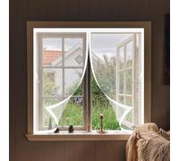 Moustiquaire Porte Magnétique 100 x 145 cm Puissants Aimants, Fermeture Automatique, avec Bande Adhésive Rideau Anti Mouche Aimanté Porte pour Balcon, Cave et Terrasse, Blanc