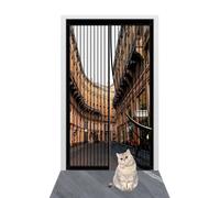Moustiquaire Porte Magnetique 117 x 242 cm Fermeture Automatique Porte Moustiquaire Aimantee Sans Perçage Installation Facile pour La Plupart Les Types de Fenêtres Ou Porte, Noir