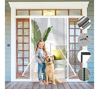Moustiquaire Porte Magnétique 130 x 200 cm, Moustiquaire Mailles ultra fines, Fermeture Automatique Aimant pour Portes de balcon, Personnalisable, Blanc