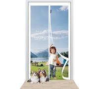 Moustiquaire Porte Magnetique 138 x 207 cm Maille Ultra Fine Porte Moustiquaire Aimantee Sans Perçage Installation Facile pour La Plupart Les Types de Fenêtres Ou Porte, Blanc