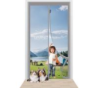 Moustiquaire Porte Magnetique 138 x 220 cm Maille Ultra Fine Porte Moustiquaire Aimantee Sans Perçage Installation Facile pour La Plupart Les Types de Fenêtres Ou Porte, Gris