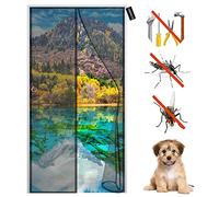Moustiquaire Porte MagnéTique 140 x 225 cm Rideau magnétique pour Portes, Automatiquement fermé Pliable,Anti Insecte Mouche Moustique pour portes fenêtres balcon séjour - Noir