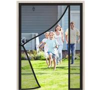 Moustiquaire Porte Magnétique 165x215cm Noir avec Aimants Auto Adhésif Rideau en Maille Garde l'Air Frais à l’Intérieur et les Insectes à l'Extérieur pour Couloirs Patio Portes
