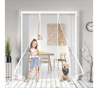 Moustiquaire Porte Magnétique 175x170cm Récoupable Anti-Insecte, Magnétique Fenêtre Sans Perçage Assemblage Facile Anti Insecte Chat Blanc
