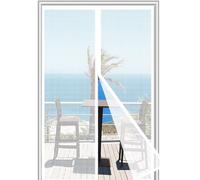 Moustiquaire Porte Magnétique 175x235 cm Fibre de verre，Moustiquaire Porte Fenetre Maille renforcée，Fermeture Automatique，Anti-rayures，Retardateur de flamme， Installation sans Outil，Blanc