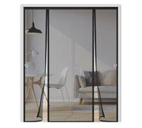 Moustiquaire Porte Magnétique 180x210cm,Maille Ultra Fine, Double Ouverture Latérale, Fermeture Automatique, Facile à Installer,Rideau Moustiquaire Magnétique pour Balcon,Noir