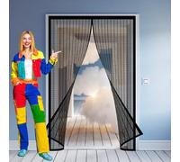 Moustiquaire Porte Magnétique 240 x 212 cm Rideau Anti Moustique Installation Facile Sans Outils pour Portes Coulissante Balcon, Double Porte Terrasse, Noir