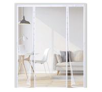 Moustiquaire Porte Magnétique 240x215cm,Maille Ultra Fine, Double Ouverture Latérale, Fermeture Automatique, Facile à Installer,Rideau Moustiquaire Magnétique pour Balcon,Blanc