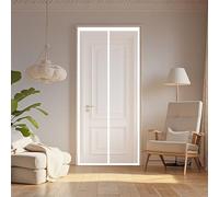 Moustiquaire Porte Magnétique 80 x 160 cm Anti Mouches et Insectes, Fermeture à Scratch, Sans Perçage, Puissants Aimants, Moustiquaire Porte Fenetre pour Balcon, Chambre, Blanc