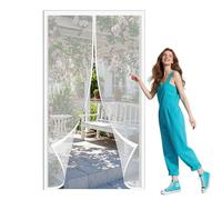 Moustiquaire Porte Magnetique 80 x 221 cm Fermeture Automatique Rideau Moustiquaire Magnétique pour Porte D Entrée Intérieur Patio Coulissante, Blanc