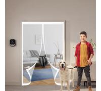 Moustiquaire Porte Magnétique 80 x 90 cm Anti-Moustiques, Fermeture Automatique, Sans Perçage, Maille Fine, Porte Moustiquaire de pour de Balcon, Cave, Blanc