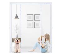 Moustiquaire Porte Magnétique,Double Ouverture Latéral Moustiquaire Porte-Fenêtre,Rideau en Maille-Join Magnétique de Haut en Bas avecpour Couloirs Patio,Blanc-230x225cm