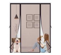 Moustiquaire Porte Magnétique,Double Ouverture Latéral Moustiquaire Porte-Fenêtre,Rideau en Maille-Join Magnétique de Haut en Bas avecpour Couloirs Patio,Marrón-175x225cm