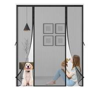 Moustiquaire Porte Magnétique,Double Ouverture Latéral Moustiquaire Porte-Fenêtre,Rideau en Maille-Join Magnétique de Haut en Bas avecpour Couloirs Patio,Noir-240x205cm