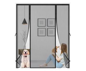 Moustiquaire Porte Magnétique,Double Ouverture Latéral Moustiquaire Porte-Fenêtre,Rideau en Maille-Join Magnétique de Haut en Bas avecpour Couloirs Patio,Noir-240x205cm