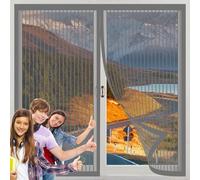 Moustiquaire Porte Magnétique Moustiquaire 74 x 110 cm, Protégez Votre Famille Des Moustiques, Moustiquaire Rideau de Porte, pour Tout Type de Fenêtre, Gris